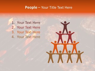 Hamburgers Cooking On Barbeque Grill With Flames PowerPoint Template