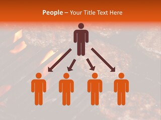 Hamburgers Cooking On Barbeque Grill With Flames PowerPoint Template