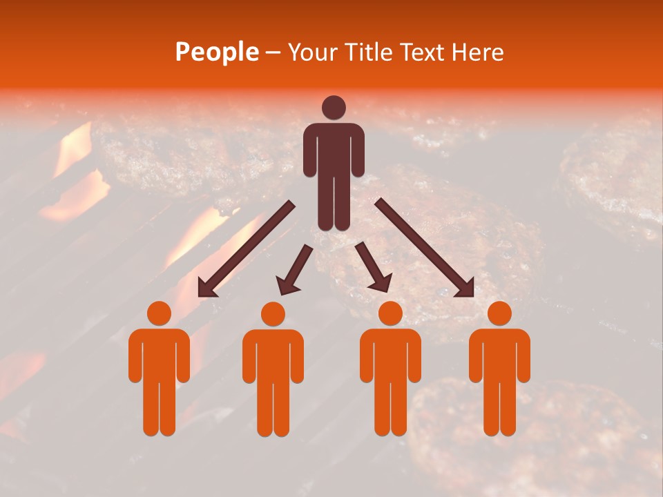 Hamburgers Cooking On Barbeque Grill With Flames PowerPoint Template
