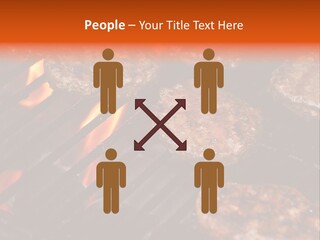 Hamburgers Cooking On Barbeque Grill With Flames PowerPoint Template