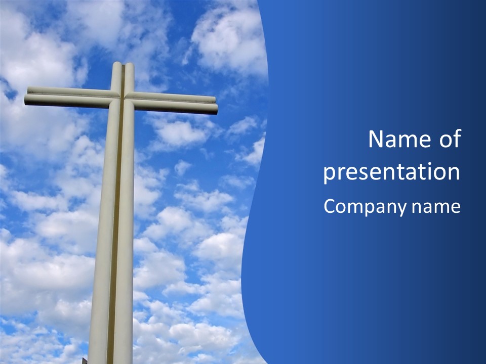 Church Cross On The Sky PowerPoint Template