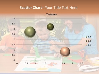 Teacher And Two Preschoolers Making Some Decoration PowerPoint Template