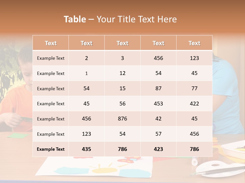 Teacher And Two Preschoolers Making Some Decoration PowerPoint Template