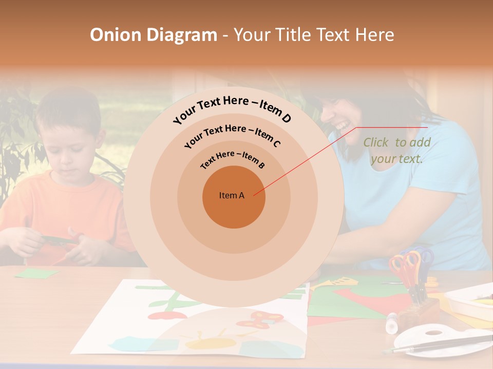 Teacher And Two Preschoolers Making Some Decoration PowerPoint Template