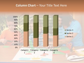 Teacher And Two Preschoolers Making Some Decoration PowerPoint Template