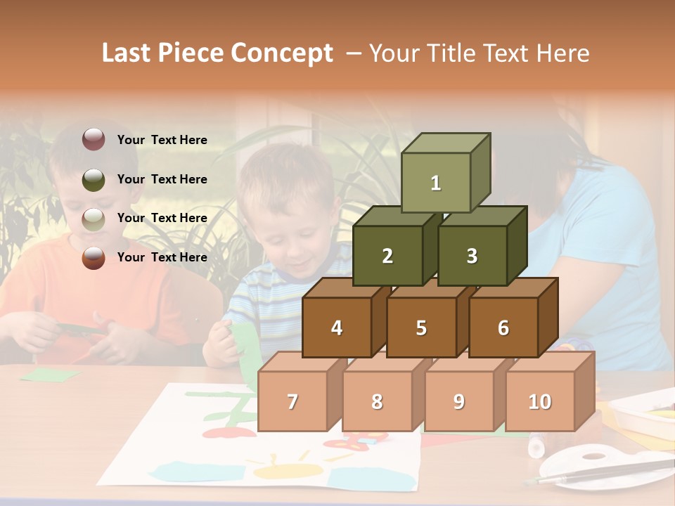 Teacher And Two Preschoolers Making Some Decoration PowerPoint Template