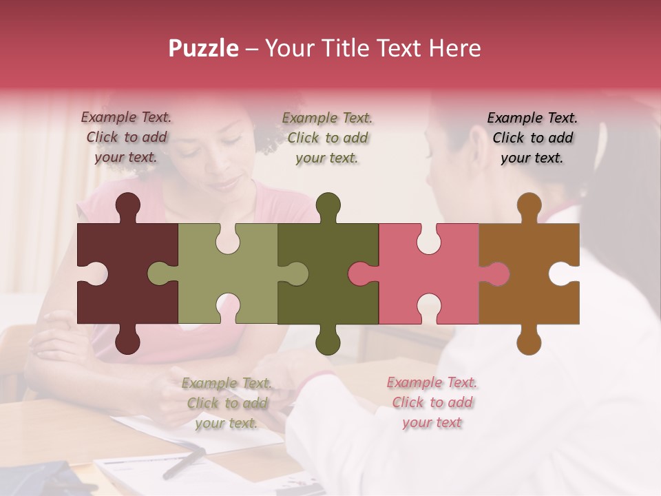 Woman In Doctor's Office Frowning PowerPoint Template