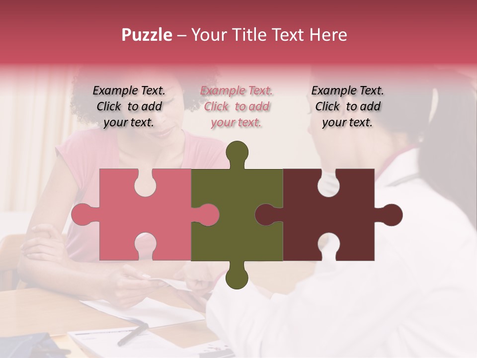 Woman In Doctor's Office Frowning PowerPoint Template