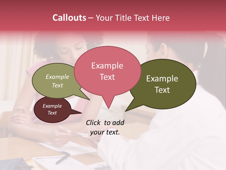 Woman In Doctor's Office Frowning PowerPoint Template