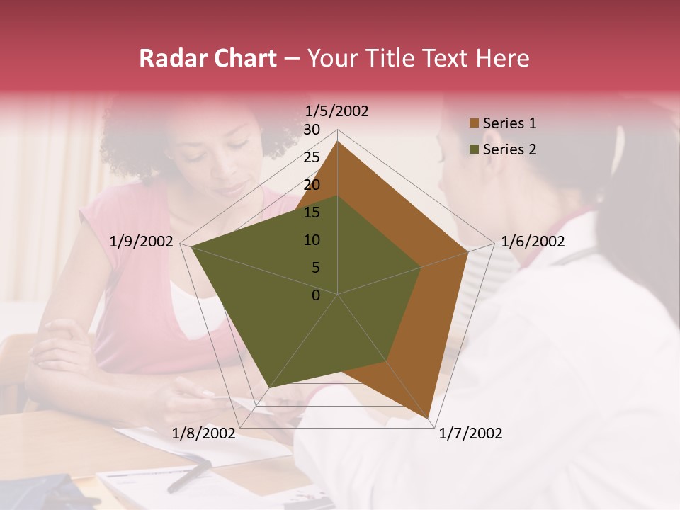 Woman In Doctor's Office Frowning PowerPoint Template