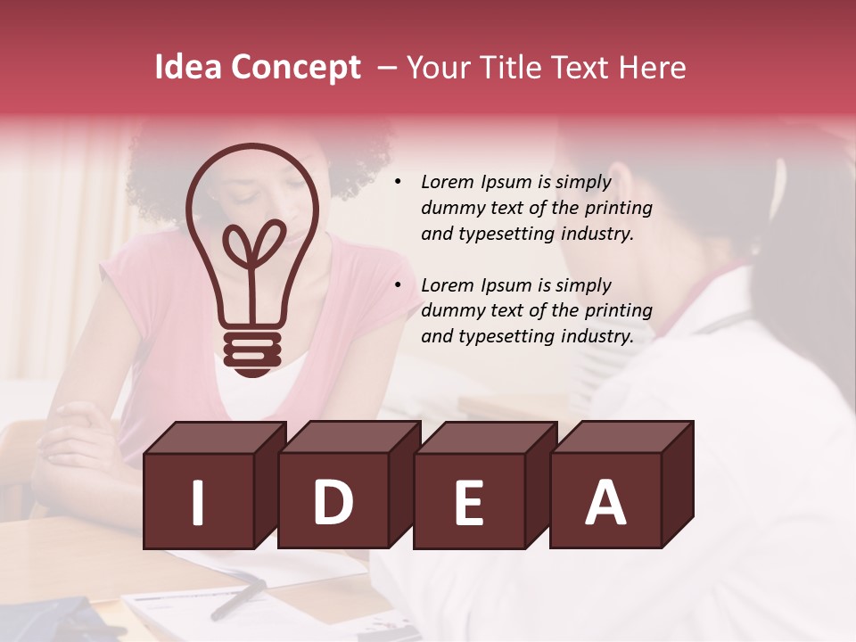 Woman In Doctor's Office Frowning PowerPoint Template