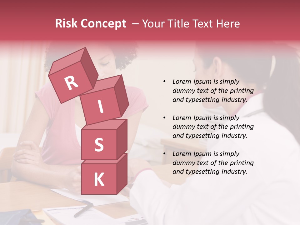 Woman In Doctor's Office Frowning PowerPoint Template