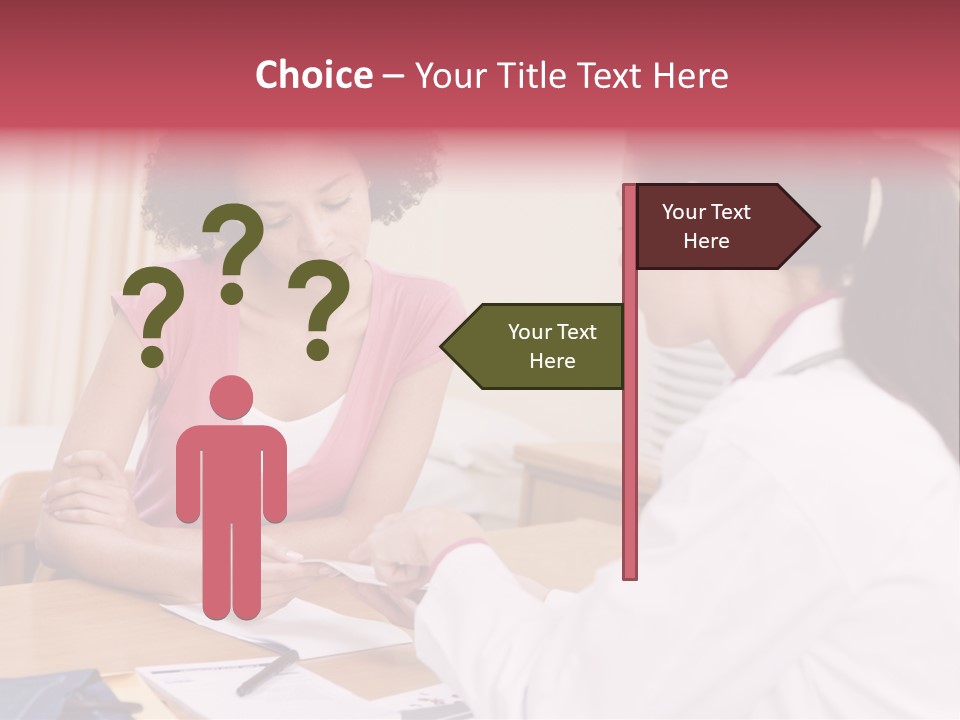Woman In Doctor's Office Frowning PowerPoint Template