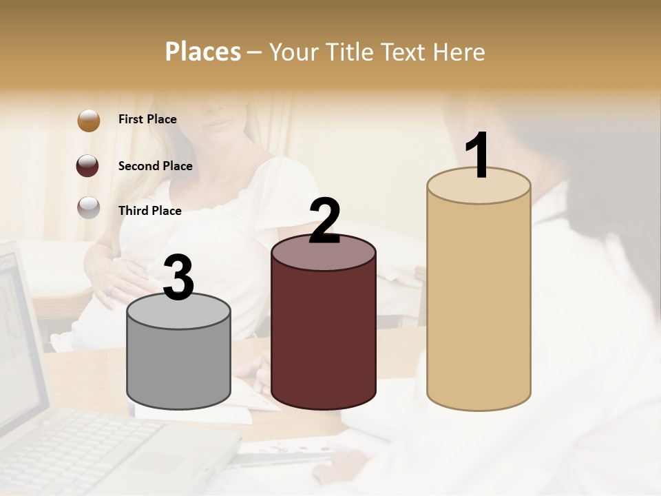 Doctor With Laptop And Pregnant Woman In Doctor's Office PowerPoint Template