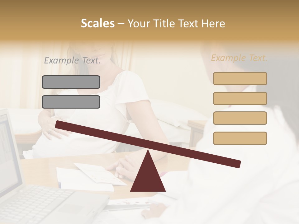 Doctor With Laptop And Pregnant Woman In Doctor's Office PowerPoint Template