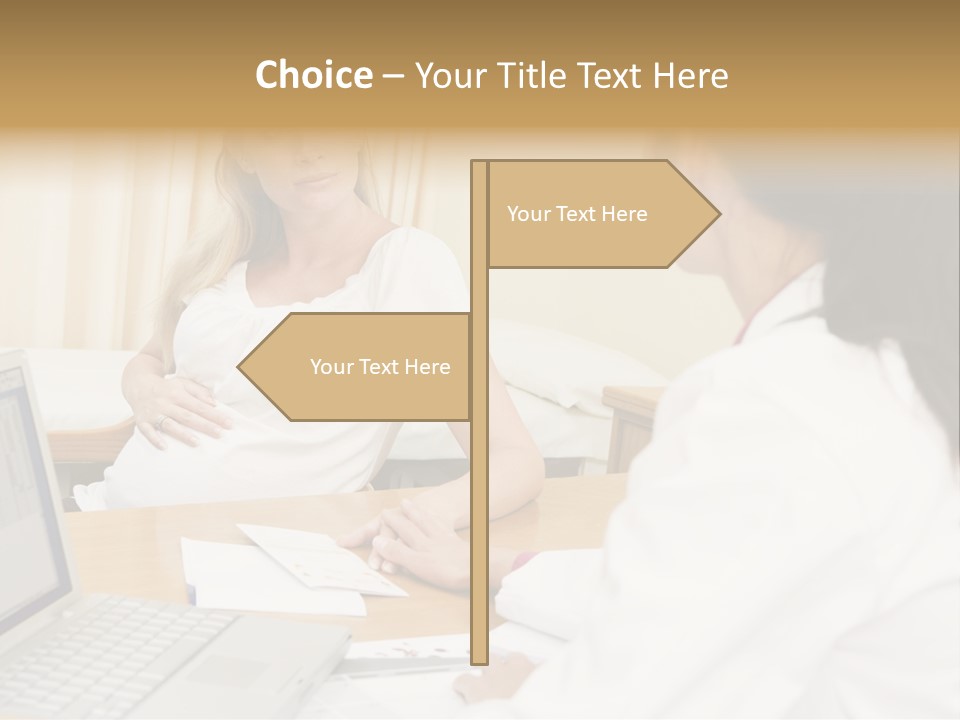 Doctor With Laptop And Pregnant Woman In Doctor's Office PowerPoint Template