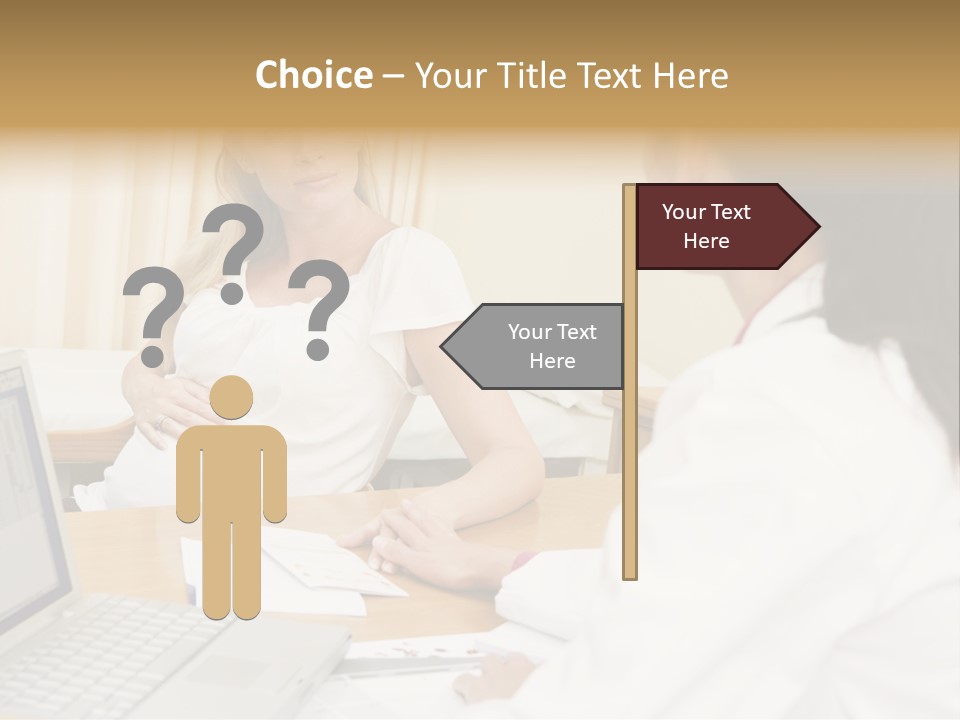Doctor With Laptop And Pregnant Woman In Doctor's Office PowerPoint Template