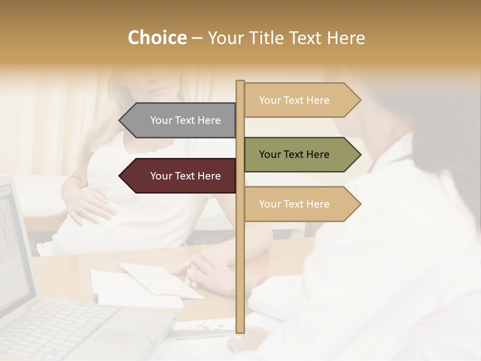 Doctor With Laptop And Pregnant Woman In Doctor's Office PowerPoint Template