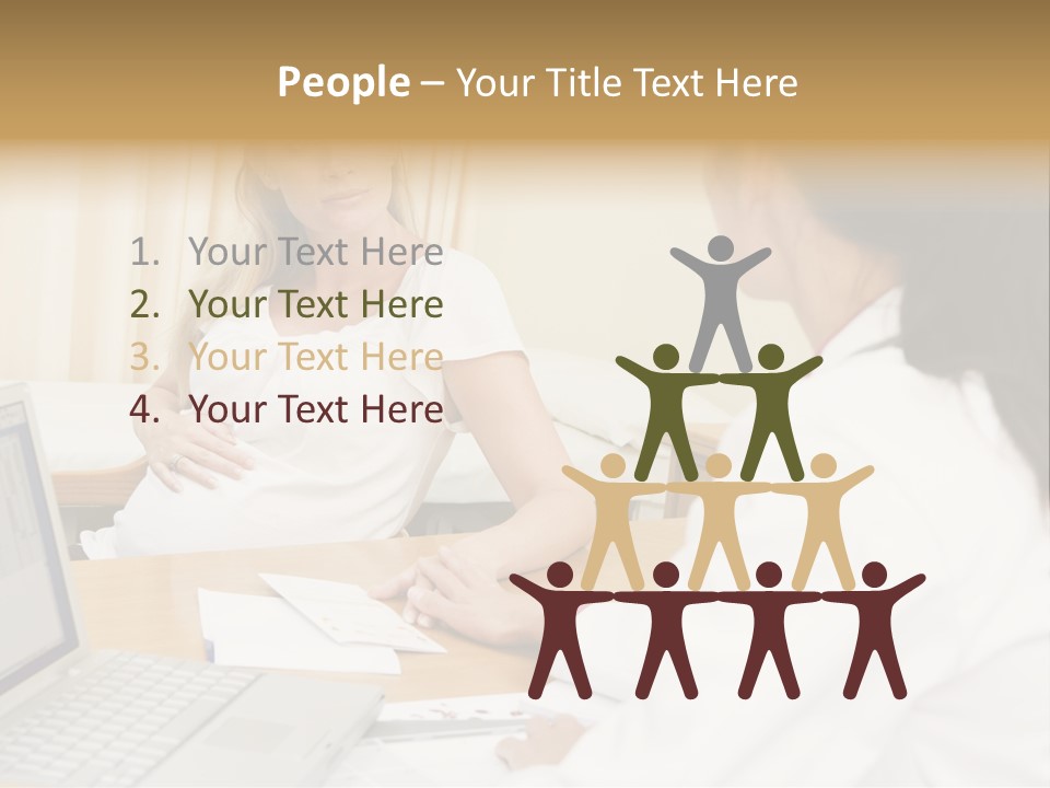 Doctor With Laptop And Pregnant Woman In Doctor's Office PowerPoint Template