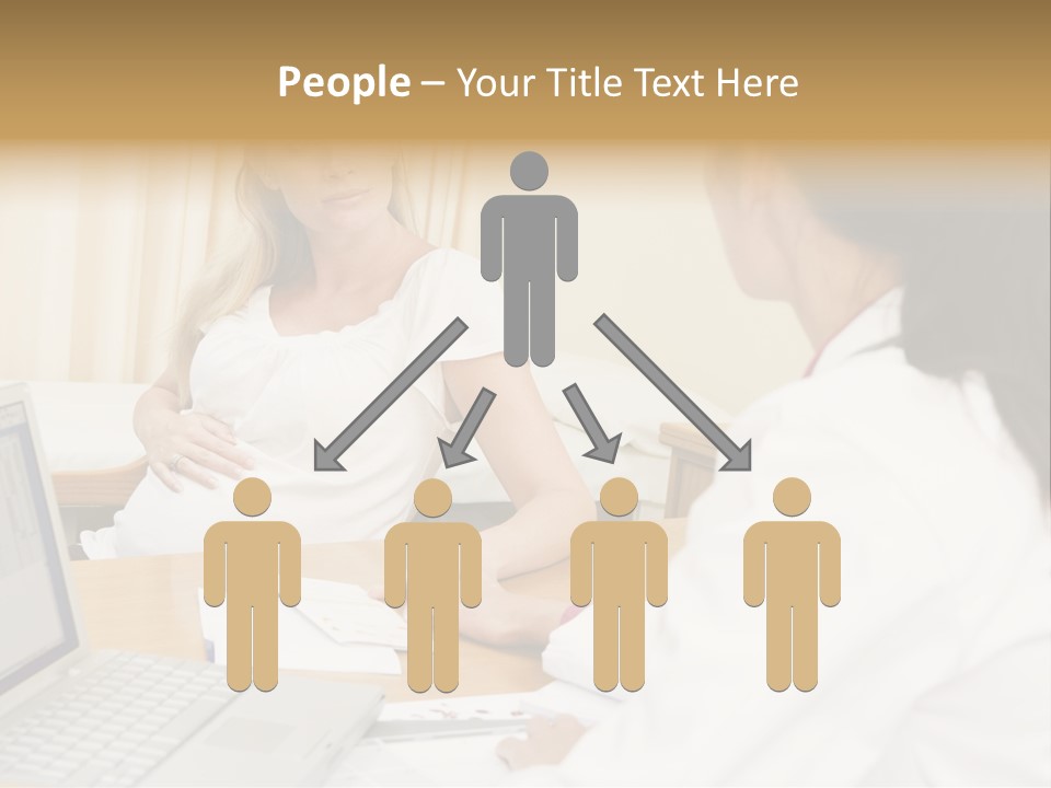 Doctor With Laptop And Pregnant Woman In Doctor's Office PowerPoint Template