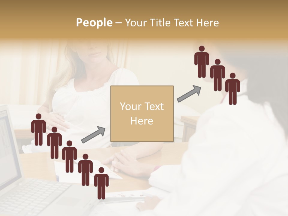 Doctor With Laptop And Pregnant Woman In Doctor's Office PowerPoint Template