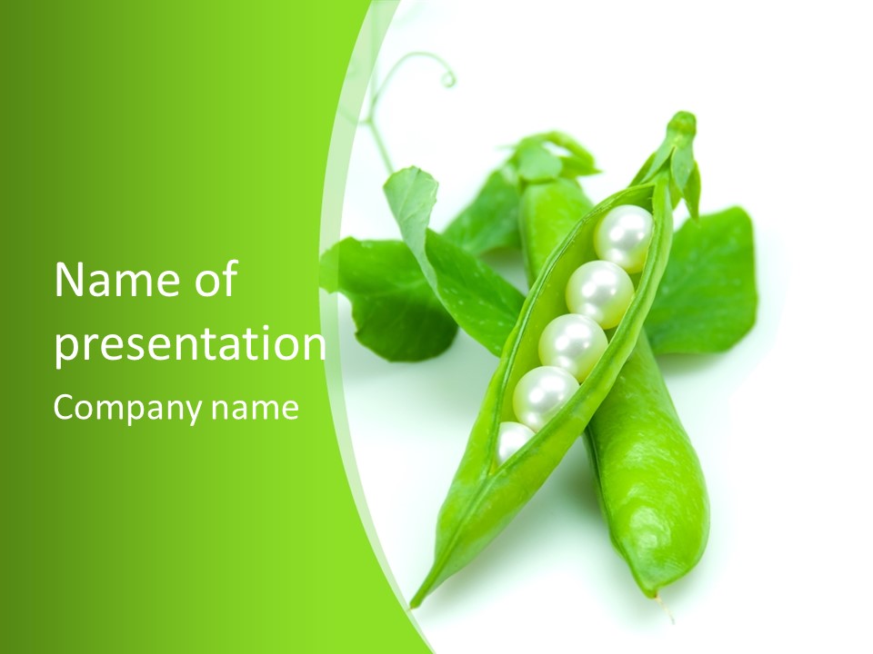 Pea Pod Containing Pearls. Conceptual Image PowerPoint Template