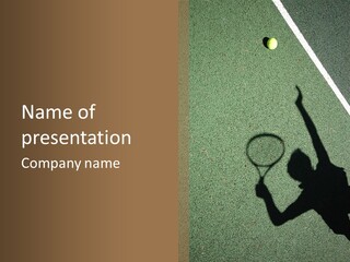 Shadow Of A Tennis Player Serving PowerPoint Template