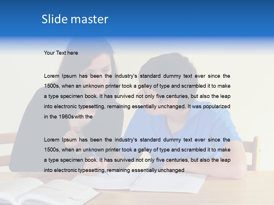 Teacher And Student In A Classroom At School PowerPoint Template