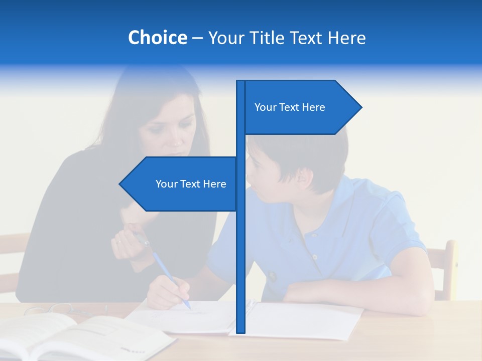 Teacher And Student In A Classroom At School PowerPoint Template