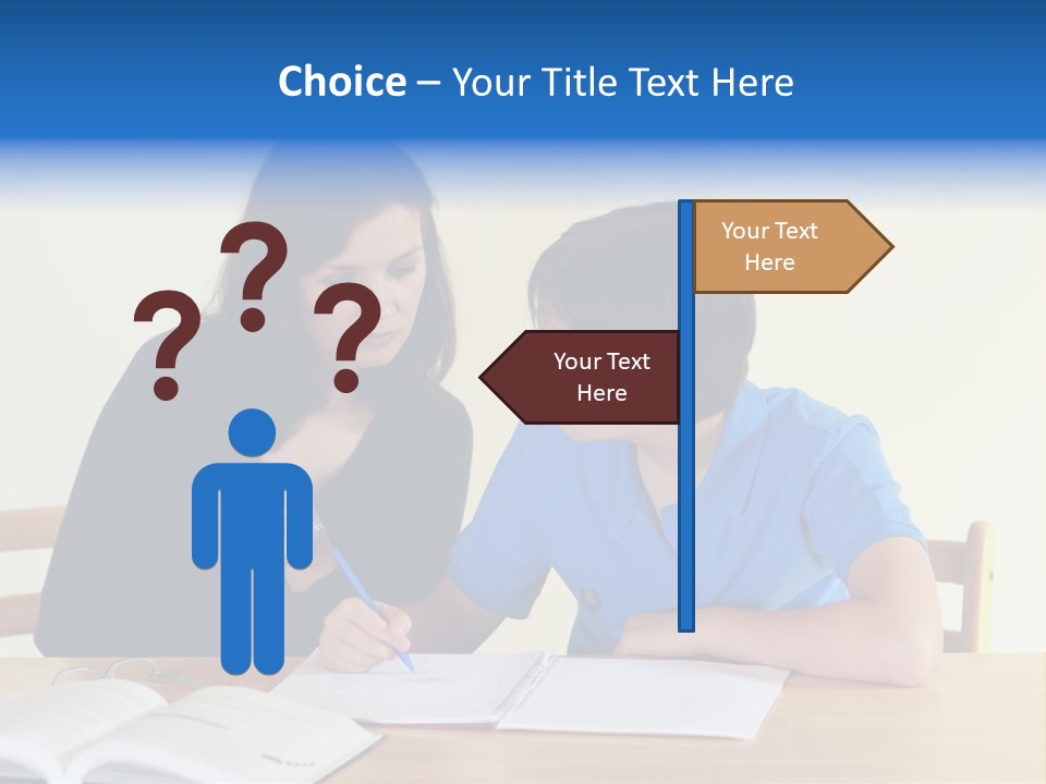 Teacher And Student In A Classroom At School PowerPoint Template