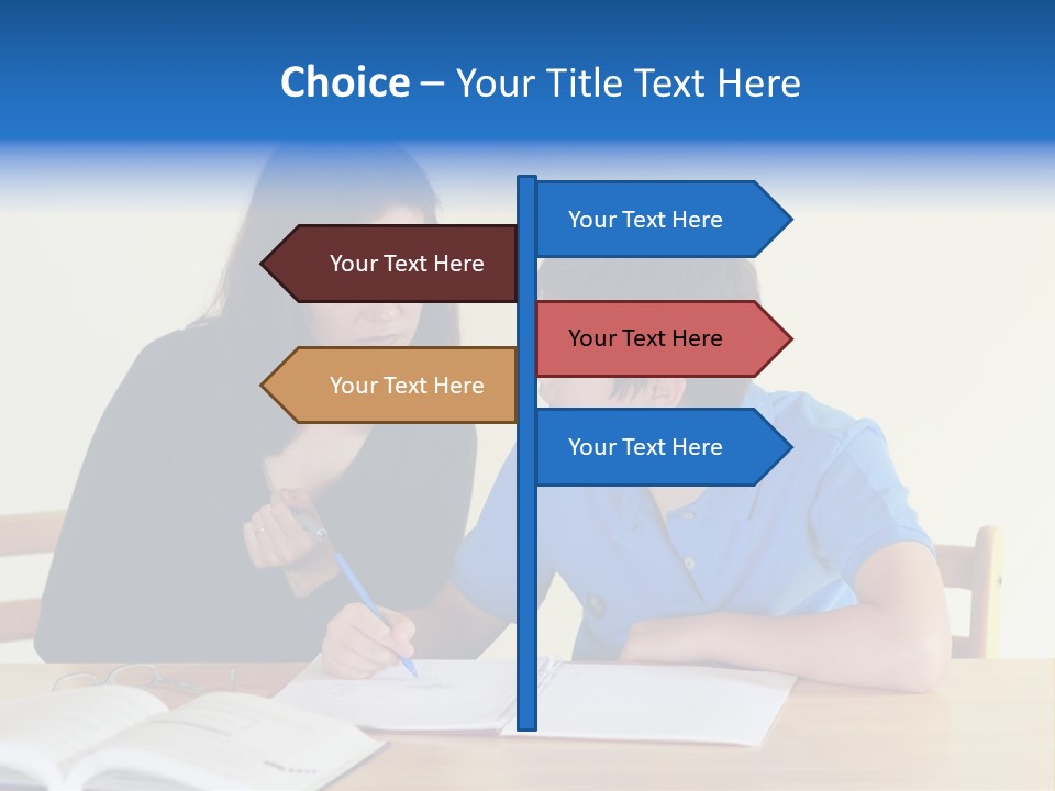 Teacher And Student In A Classroom At School PowerPoint Template