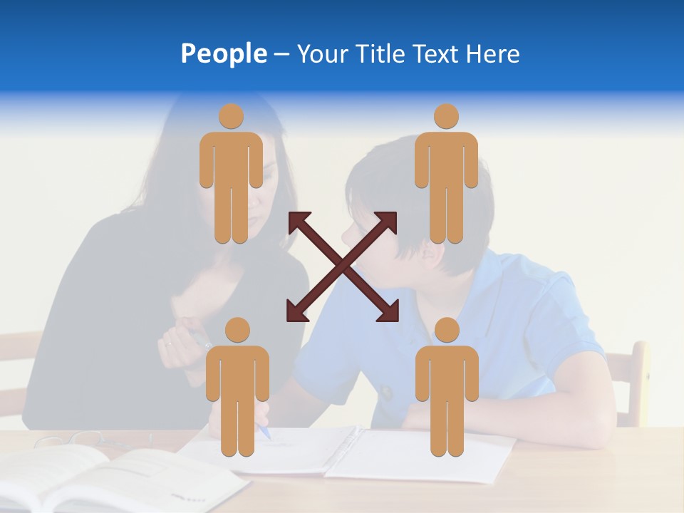 Teacher And Student In A Classroom At School PowerPoint Template