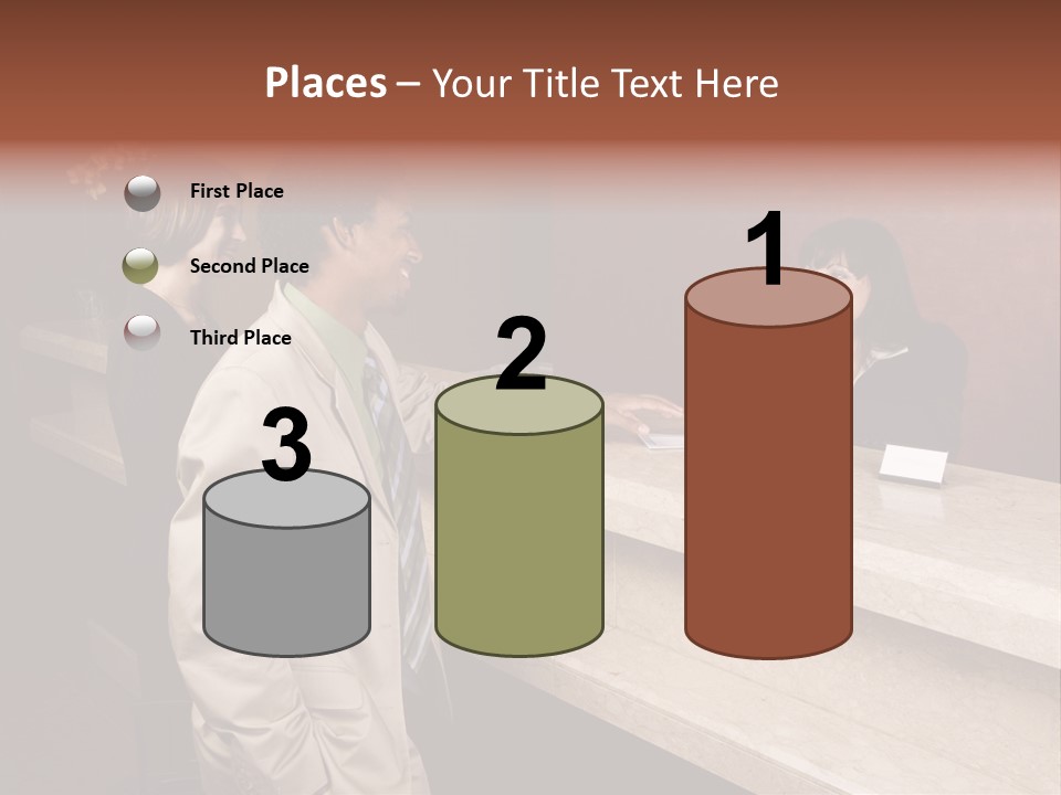 A Hotel Employee Cheerfully Welcomes Guests. PowerPoint Template