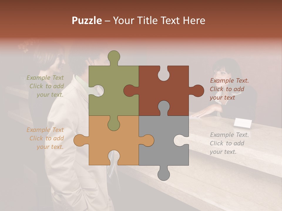 A Hotel Employee Cheerfully Welcomes Guests. PowerPoint Template