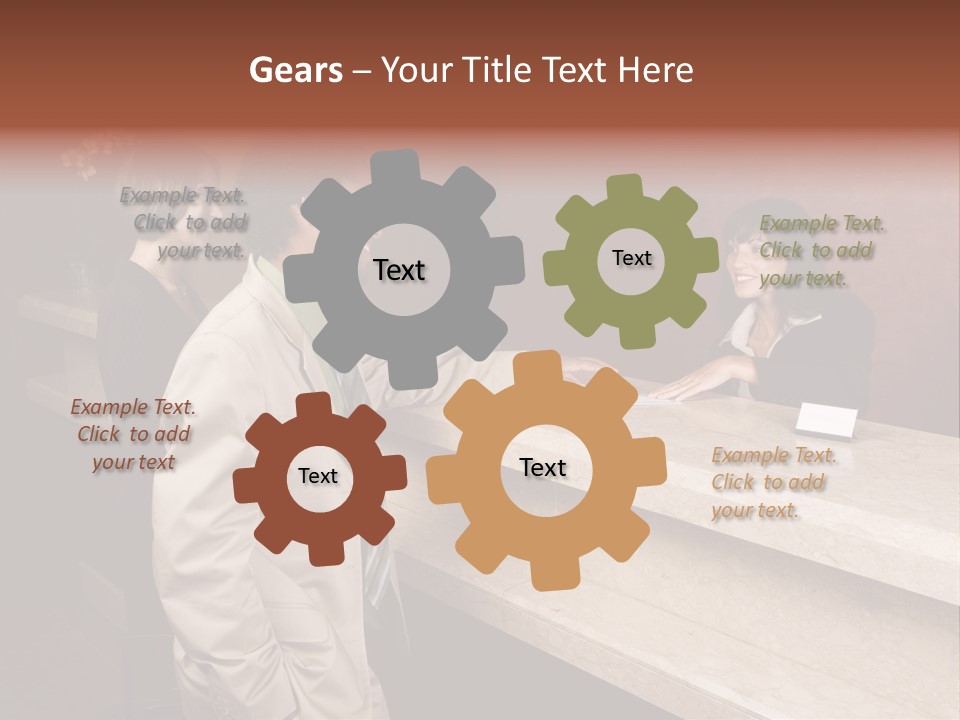 A Hotel Employee Cheerfully Welcomes Guests. PowerPoint Template