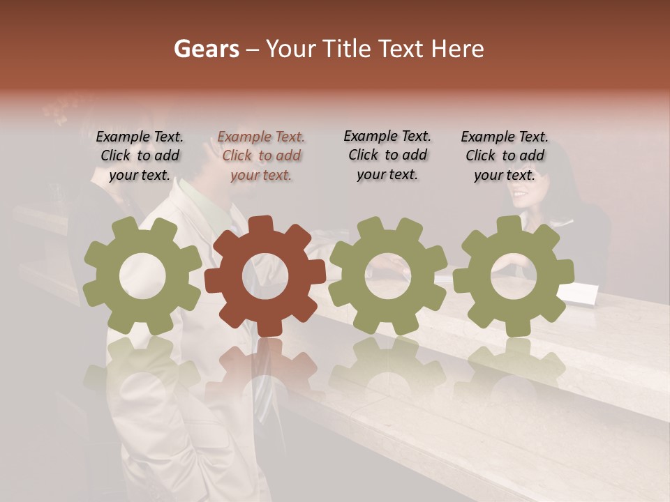 A Hotel Employee Cheerfully Welcomes Guests. PowerPoint Template