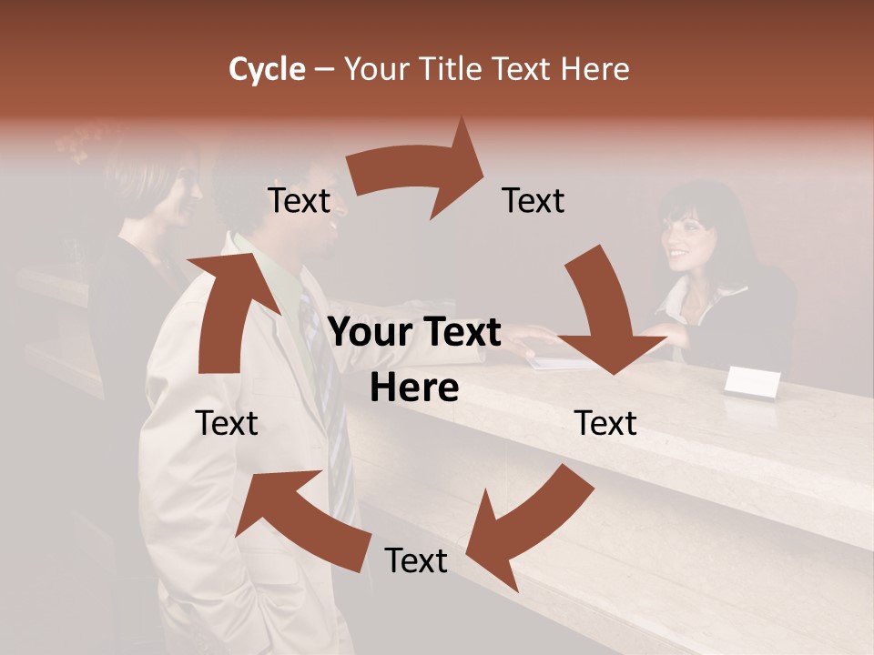 A Hotel Employee Cheerfully Welcomes Guests. PowerPoint Template