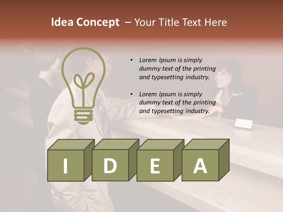 A Hotel Employee Cheerfully Welcomes Guests. PowerPoint Template