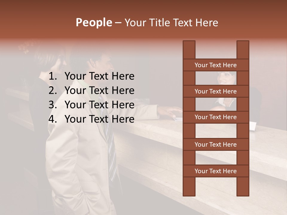 A Hotel Employee Cheerfully Welcomes Guests. PowerPoint Template