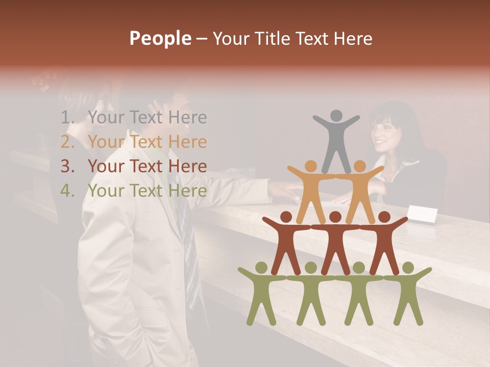 A Hotel Employee Cheerfully Welcomes Guests. PowerPoint Template