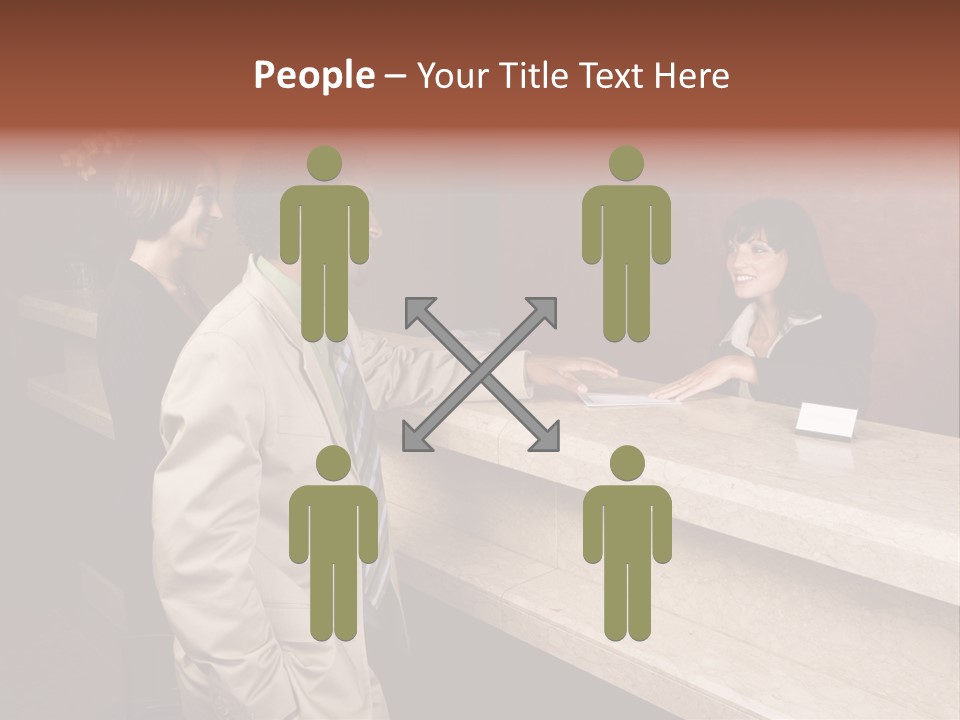 A Hotel Employee Cheerfully Welcomes Guests. PowerPoint Template