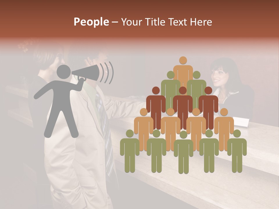 A Hotel Employee Cheerfully Welcomes Guests. PowerPoint Template