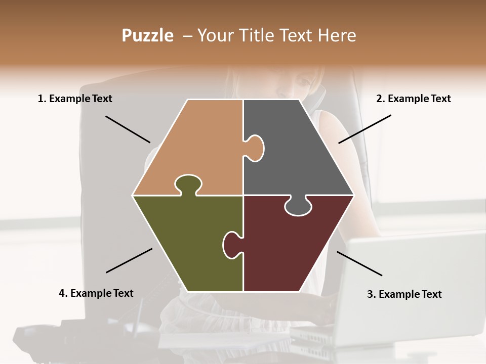 Businesswoman Sitting In Office With Laptop On Telephone PowerPoint Template