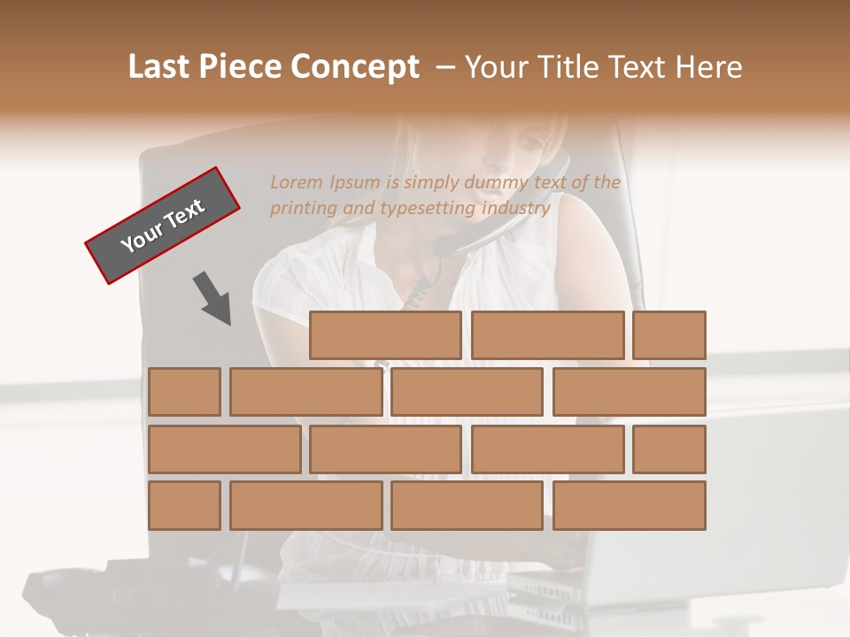 Businesswoman Sitting In Office With Laptop On Telephone PowerPoint Template