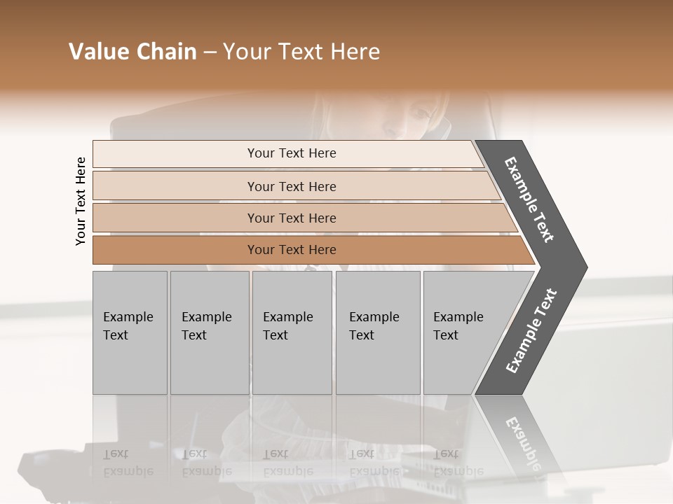 Businesswoman Sitting In Office With Laptop On Telephone PowerPoint Template