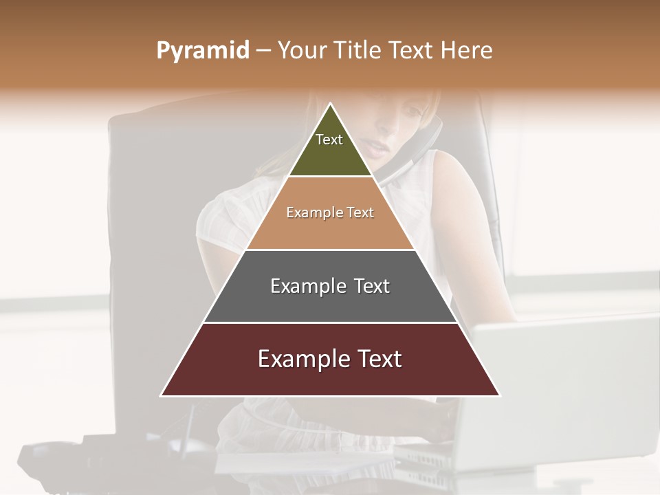 Businesswoman Sitting In Office With Laptop On Telephone PowerPoint Template