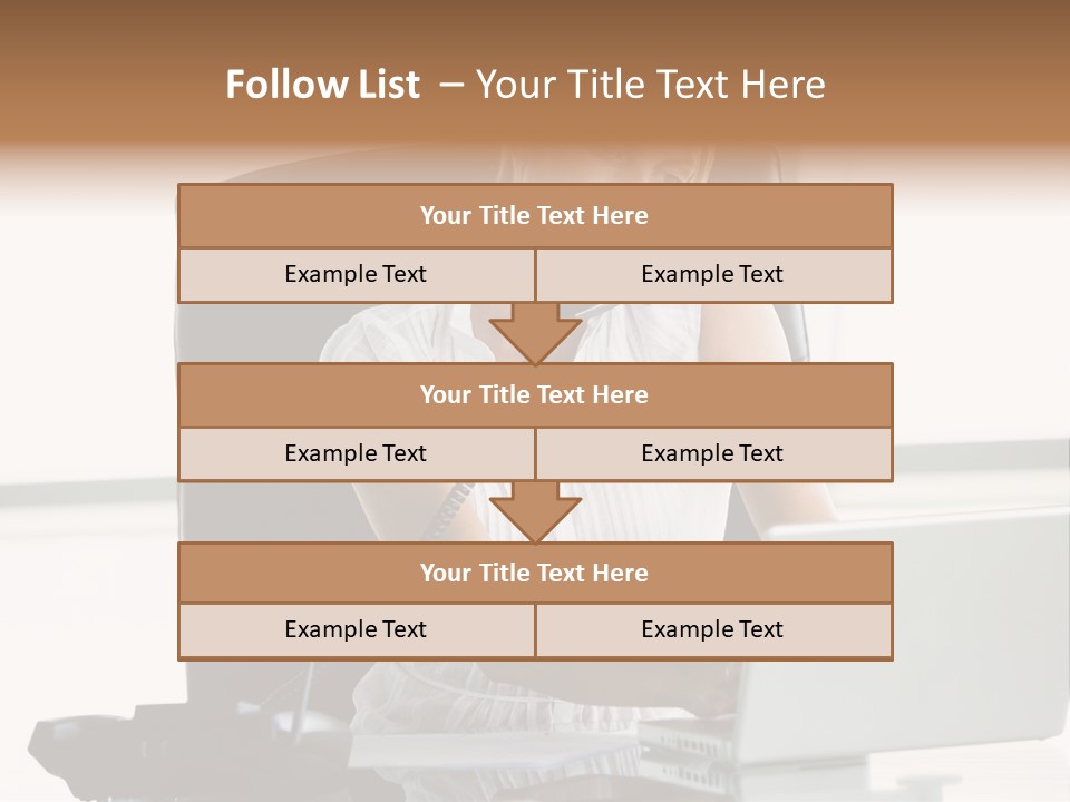 Businesswoman Sitting In Office With Laptop On Telephone PowerPoint Template