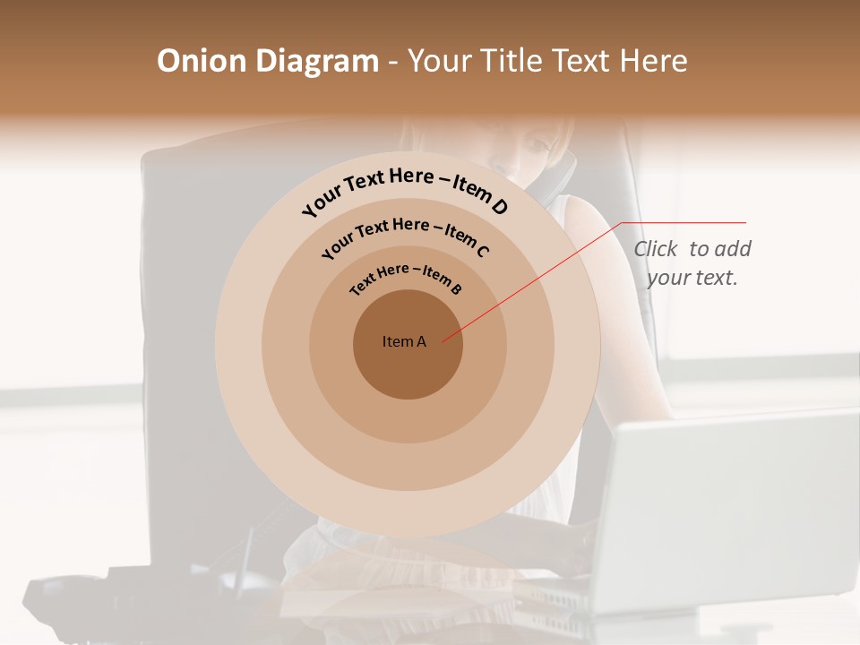 Businesswoman Sitting In Office With Laptop On Telephone PowerPoint Template