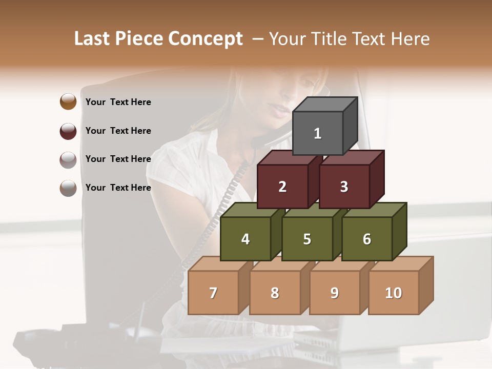 Businesswoman Sitting In Office With Laptop On Telephone PowerPoint Template