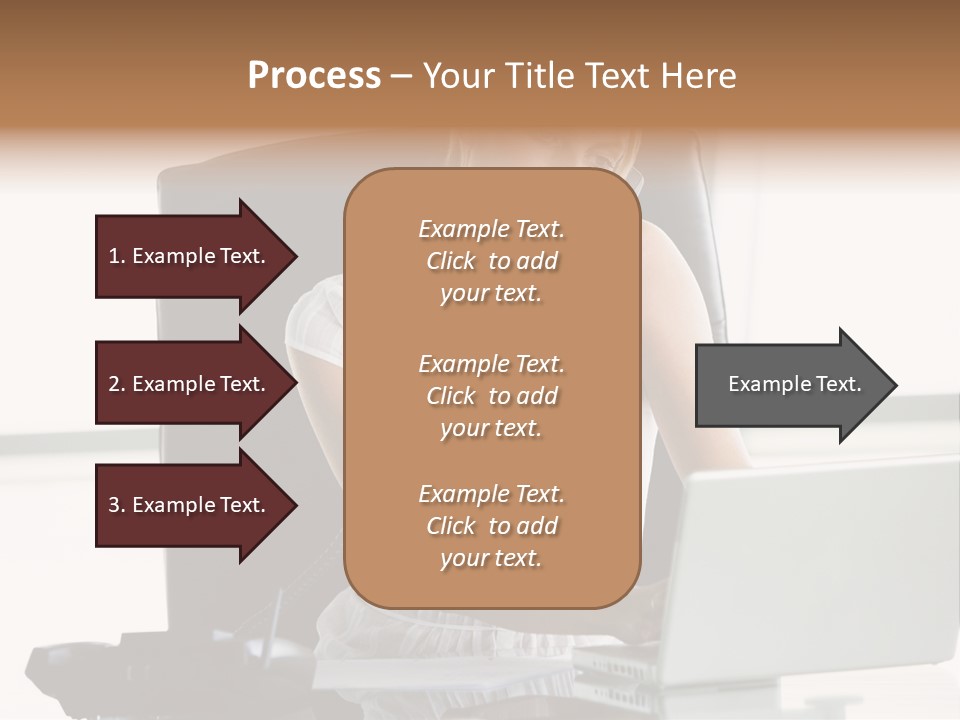 Businesswoman Sitting In Office With Laptop On Telephone PowerPoint Template